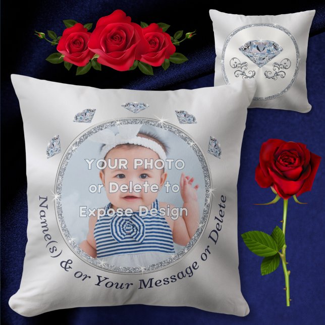 Atemberaubend, Diamant, benutzerdefiniertes Kissen (10 year wedding anniversary gifs for her. Choose the COTTON for 2 year anniversary gift for wife.)