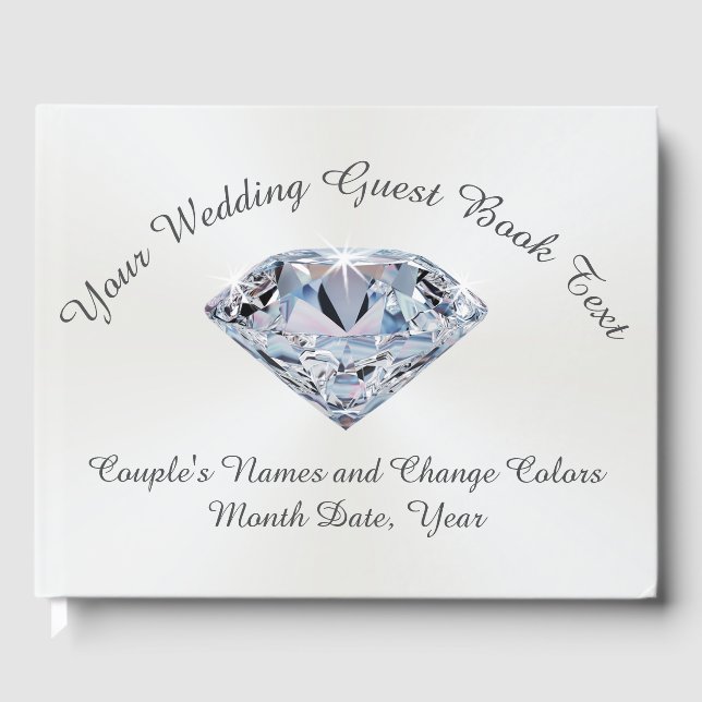 Atemberaubend Diamond Personalisiert Wedding Guest Gästebuch (Vorderseite)