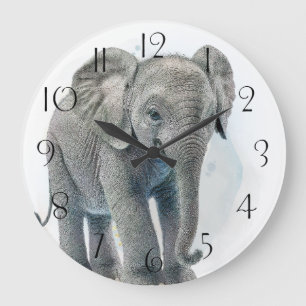 Atemberaubend Elephant Baby Calf Große Wanduhr