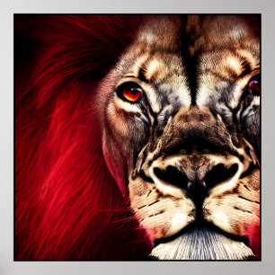 Atemberaubend Fierce Wilderness Male Lion Poster