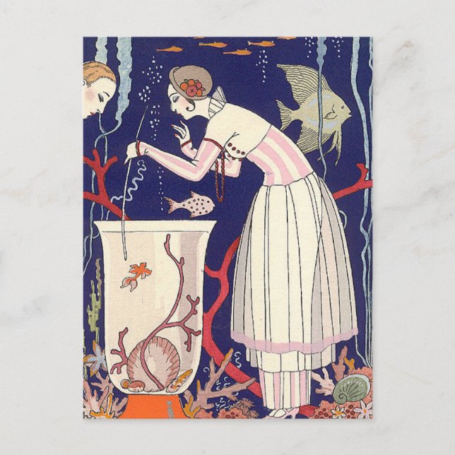 Atemberaubend Fish Summer Dress George Barbier Postkarte (Vorderseite)