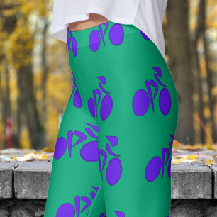 Atemberaubend-grüne blaue Damen Radmuster Leggings