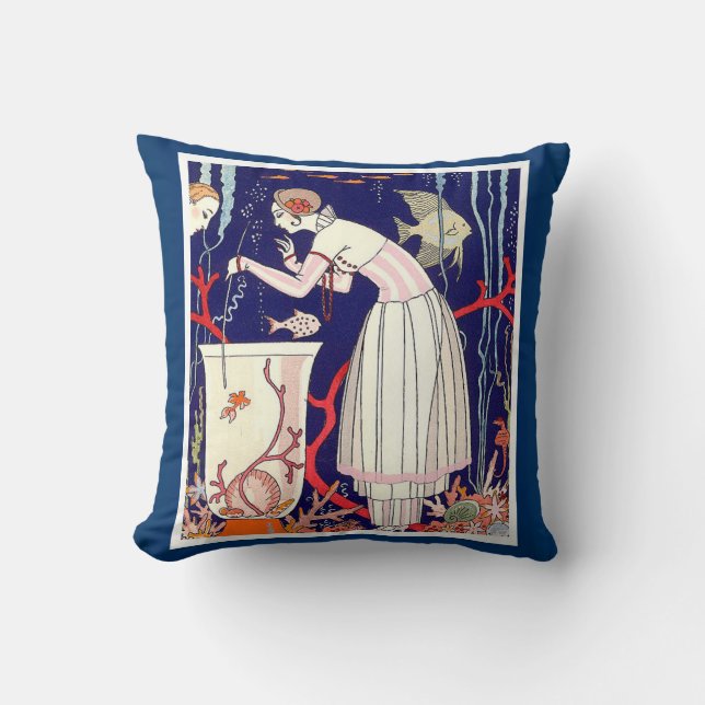 ATEMBERAUBEND KLEINER FISCH, ART DECO SCHÖNHEIT FA KISSEN (Vorderseite)
