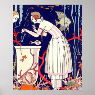 ATEMBERAUBEND KLEINER FISCH, ART DECO SCHÖNHEIT FA POSTER