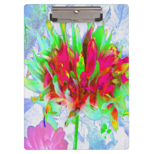 Atemberaubend Lime Green und Red Cactus Dahlia Klemmbrett