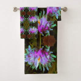 Atemberaubend Magenta und Lime Green Cactus Dahlia Badhandtuch Set