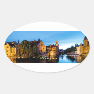 Atemberaubend! Mittelalterliche Brügge - Pro Foto Ovaler Aufkleber