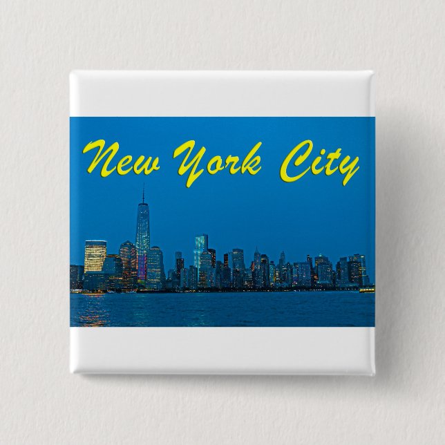 Atemberaubend neue New York Skyline Button (Vorderseite)