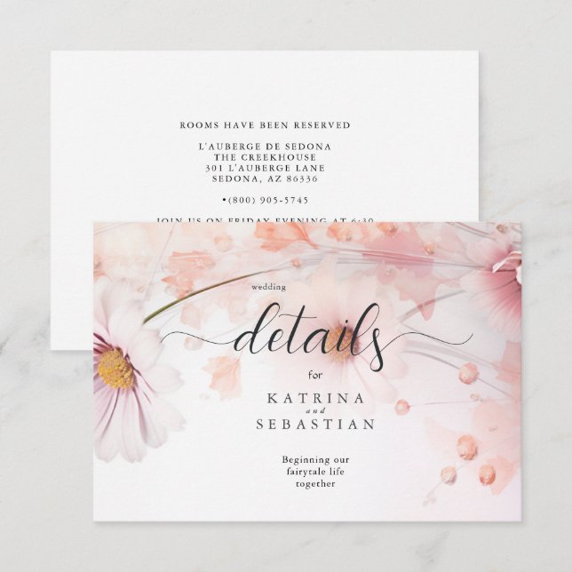 Atemberaubend Pink Daisies Begleitkarte (Vorne/Hinten)