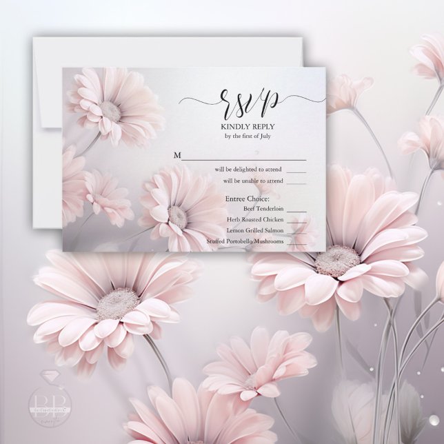 Atemberaubend Pink Daisies UAWG 2 Speisen RSVP Karte (Von Creator hochgeladen)