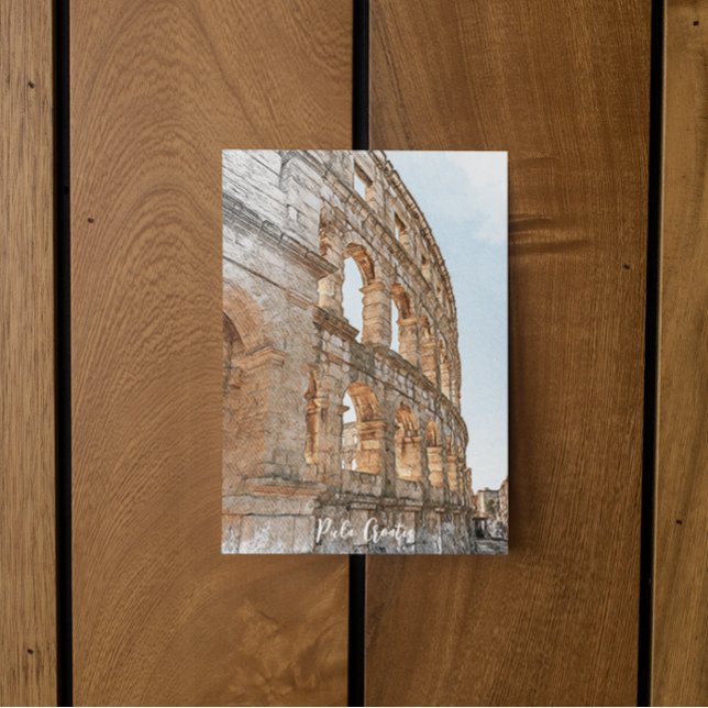 Atemberaubend Pula Kroatien Sehenswürdigkeit Reise Postkarte (pula croatia adria coast travel postcard)