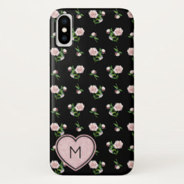 Atemberaubend rosa Rosenmuster Mit Monogramm Case-Mate iPhone Hülle