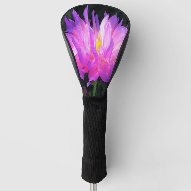 Atemberaubend rosa und Lila Kaktus Dahlia Golf Headcover (Vorderseite)