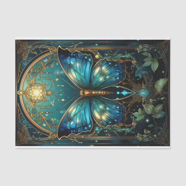 Atemberaubend Sapphire Blue Butterfly Seidenpapier (Vorderseite)