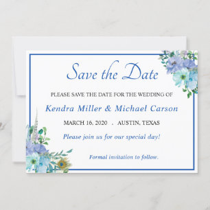 Atemberaubend Sapphire Blue Floral Save the Date