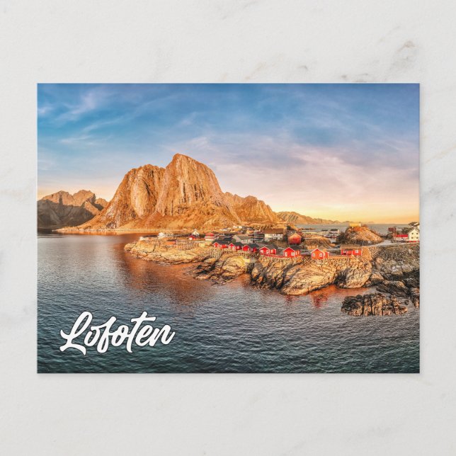 Atemberaubend Sunset Over Lofoten, Norwegen Postkarte (Vorderseite)