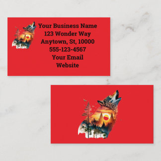 Atemberaubend Sunset Silhouette Howling Wolf Visitenkarte