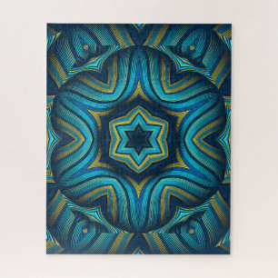 Atemberaubende Abstrakte Blaue und Gelbe Mandala K