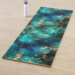 Atemberaubende Aquarellgrauen und goldene Marmorga Yogamatte