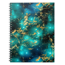 Atemberaubende Aquarellgrauen und Goldmarmorgalaxi Notizblock