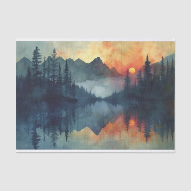 Atemberaubende Aquarellmalerei auf Sonnenuntergang Seidenpapier (Vorderseite)