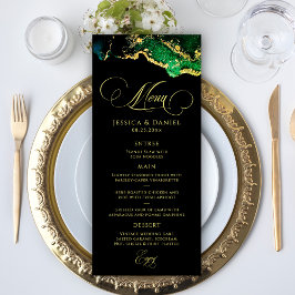 Atemberaubende Black Green Bronze Gold-Hochzeit Menükarte