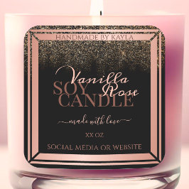 Atemberaubende Black Product Packaging Labels Rose Quadratischer Aufkleber