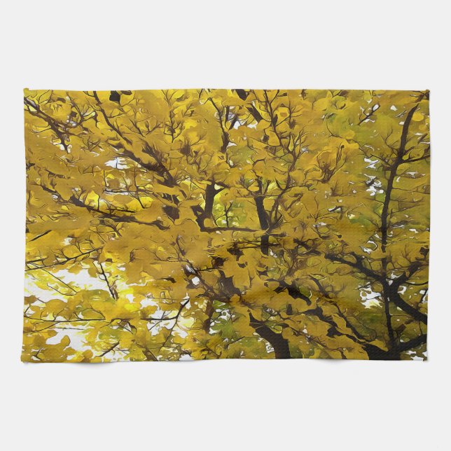 Atemberaubende Blätter Herbst Abstrakte Kunst Geschirrtuch (Horizontal)