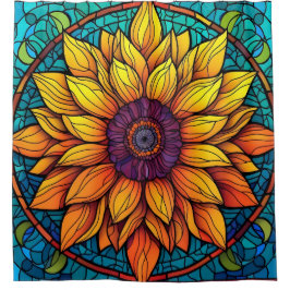 Atemberaubende Blume aus Hartglas Sonnenblumen Duschvorhang