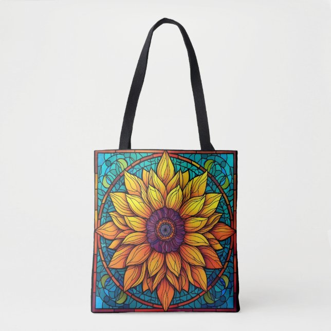 Atemberaubende Blume aus Hartglas Sonnenblumen Tasche (Vorderseite)
