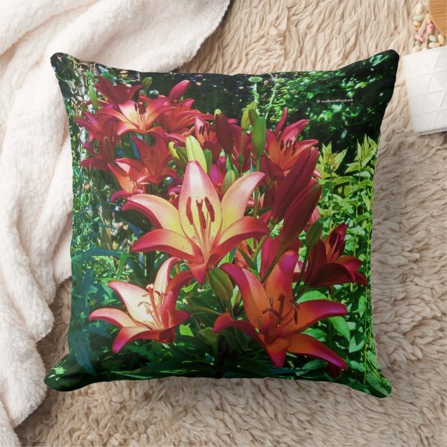 Atemberaubende Blume von Red Orange Asiatic Lilies Kissen (Decke)