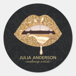 Atemberaubende Damaskus Gold Lippen Makeup Artist Runder Aufkleber