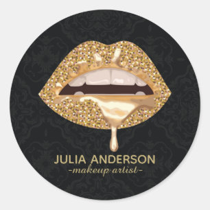 Atemberaubende Damaskus Gold Lippen Makeup Artist Runder Aufkleber
