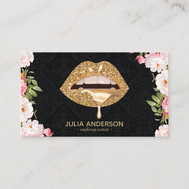 Atemberaubende Damaskus Gold Lippen Makeup Artist Visitenkarte (Vorderseite)