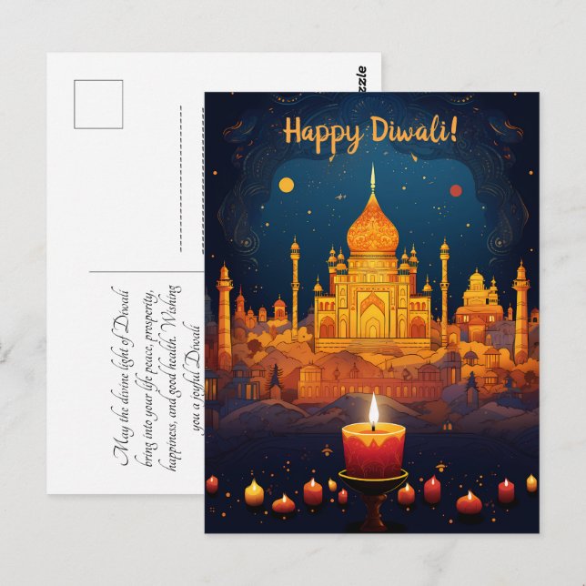 Atemberaubende Diwali-Postkarte mit Nachtsicht Postkarte (Vorne/Hinten)