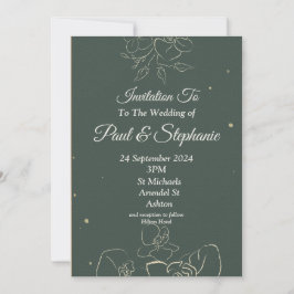 Atemberaubende Einladung zur Hochzeit, grün, creme