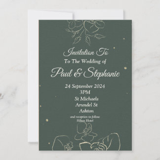 Atemberaubende Einladung zur Hochzeit, grün, creme
