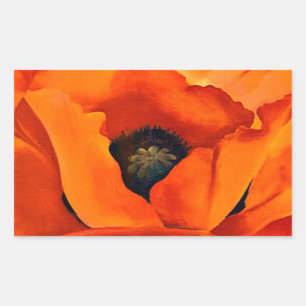 Atemberaubende Georgia O'Keefe Red Poppy Blume Rechteckiger Aufkleber