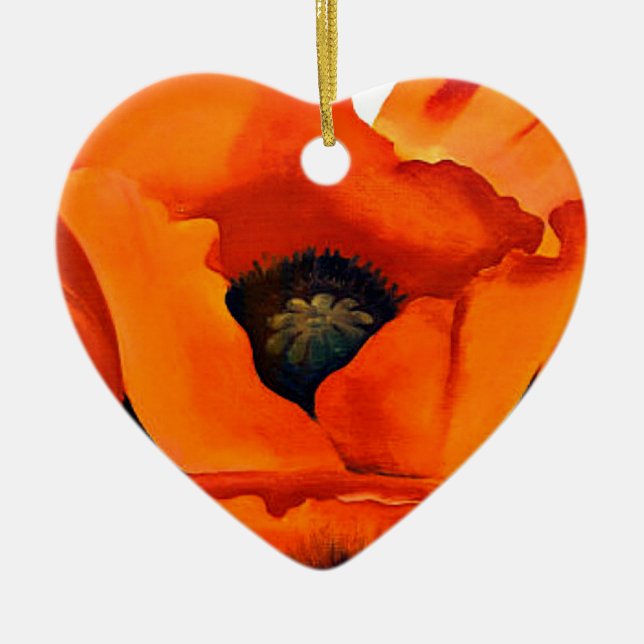 Atemberaubende Georgia O'Keeffe Rot-Mohnblume Keramikornament (Vorne)