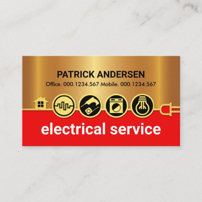 Atemberaubende Gold-Icons Power-Linie Visitenkarte (Vorderseite)