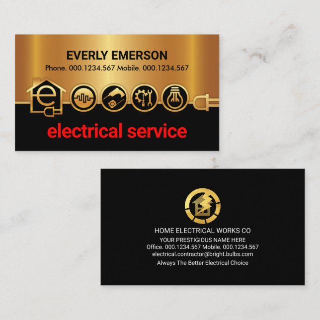 Atemberaubende Gold-Icons Power-Linie Visitenkarte (Vorne/Hinten)