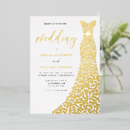 Atemberaubende Gold Liebe Herzerkrankung Hochzeit Folieneinladung