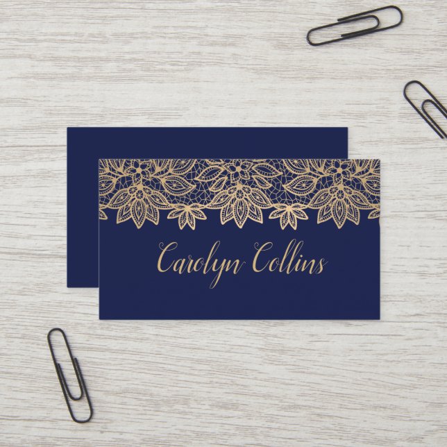 Atemberaubende Gold Tone Lacy Business Card Visitenkarte (Vorderseite/Rückseite Beispiel)