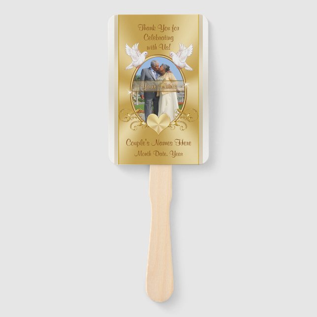 Atemberaubende Gold Wedding Anniversary Program Fa Fächer (Vorderseite)