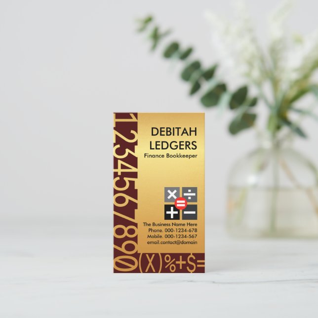 Atemberaubende Goldnummern Buchführung Visitenkarte (Stehend Vorderseite)