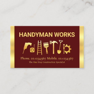 Atemberaubende Handyman-Tools mit goldenen Streife Visitenkarte