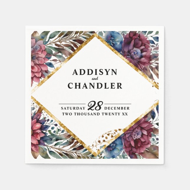 Atemberaubende Hochzeit von Jewel Toned Peony Serviette (Vorderseite)