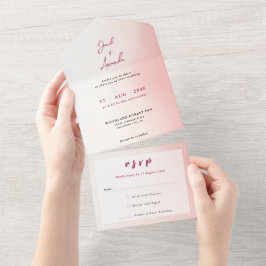 Atemberaubende Hochzeitseinladung in Wasserfarbe All In One Einladung