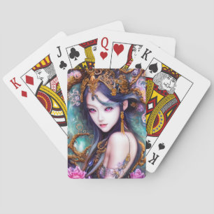 Atemberaubende japanische Girl Gothic-Fantasie Spielkarten
