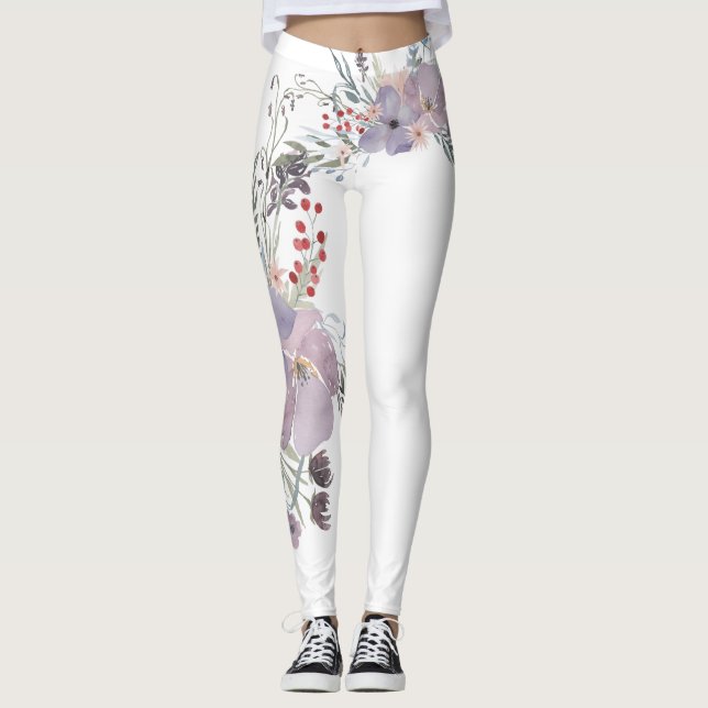Atemberaubende Lavendel-Blume Leggings (Vorderseite)